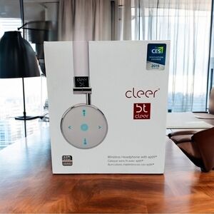 NIB CLEER BT Wireless Headphone Lightweight White Silver Bluetooth Headphones